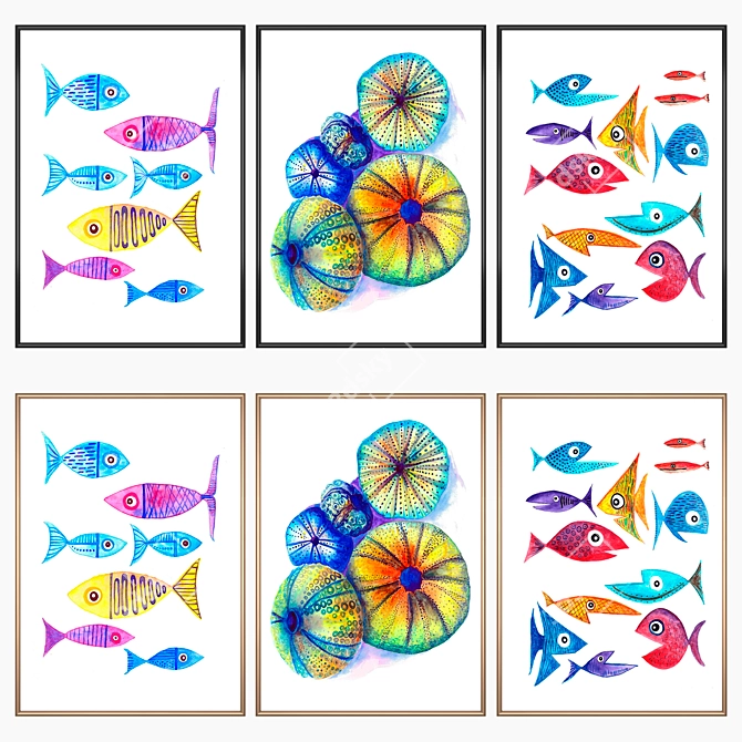 3-Piece Wall Painting Set with Multiple Frame Options 3D model image 2