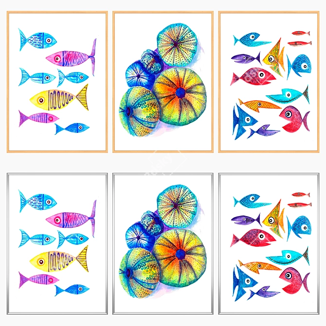 3-Piece Wall Painting Set with Multiple Frame Options 3D model image 3