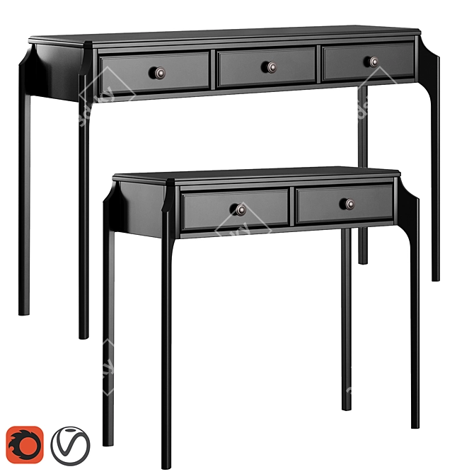 Elegant Le Visage Console with Drawers 3D model image 1