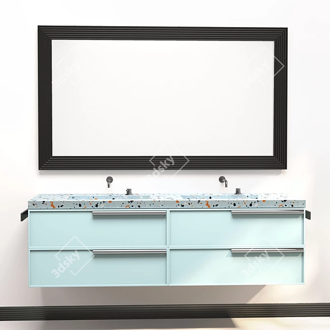 Elegant Marble Bathroom Cabinet 3D model image 5