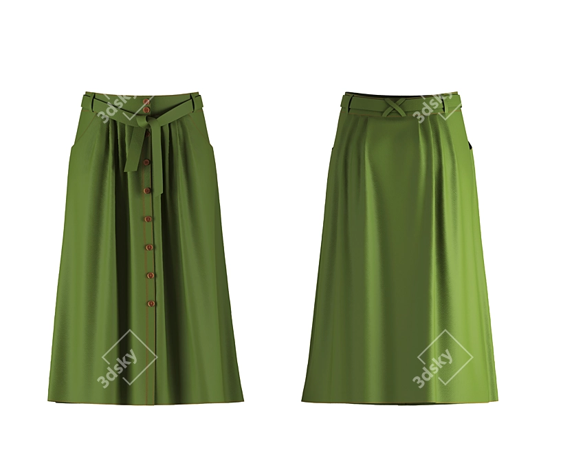 Elegant Pleated Women's Skirt 3D model image 1