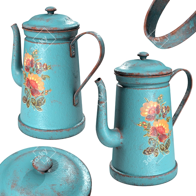 Vintage Grunge Coffee Pot 3D model image 6