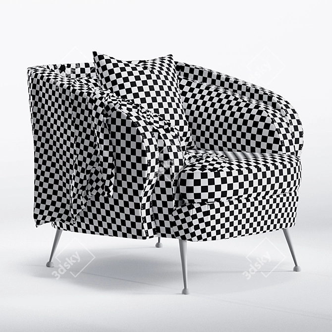 Luxurious Musana Velvet Armchair 3D model image 4