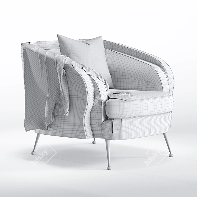 Luxurious Musana Velvet Armchair 3D model image 5