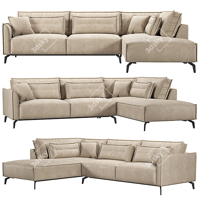 Modern Creta Corner Sofa Set 3D model image 1