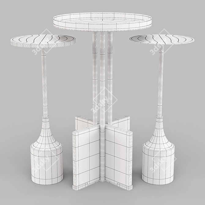 Modern Glam: Marble & Brass Side Table with Hudson Drink Table - Set 01 3D model image 2