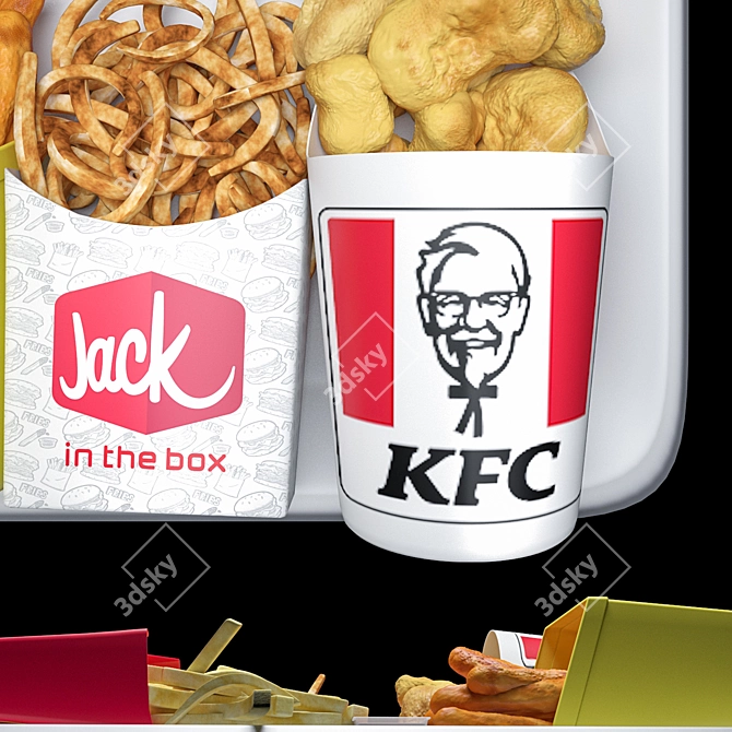  Crispy Snack Delight: Fastfood Fries Set 3D model image 2