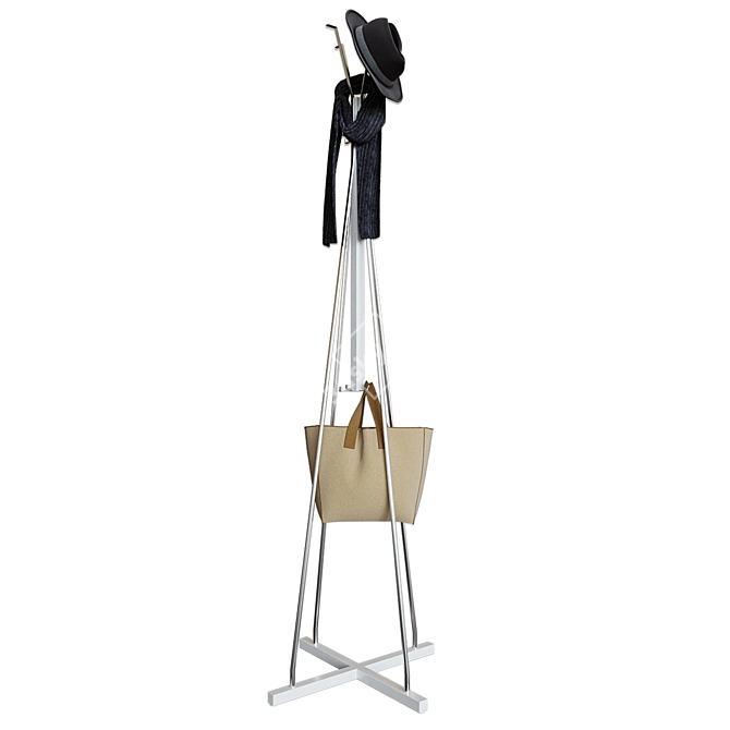 Sleek White Hanger Stand 3D model image 1