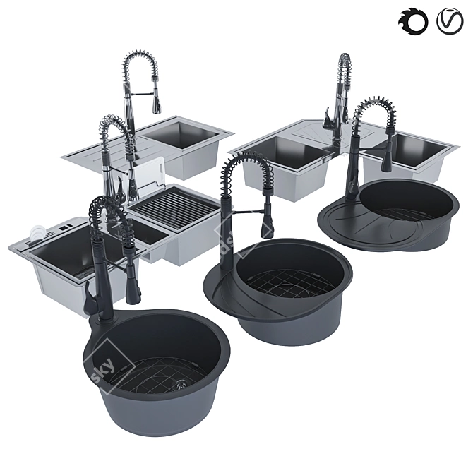 Versatile Sink Collection: 6-in-1 Design 3D model image 1