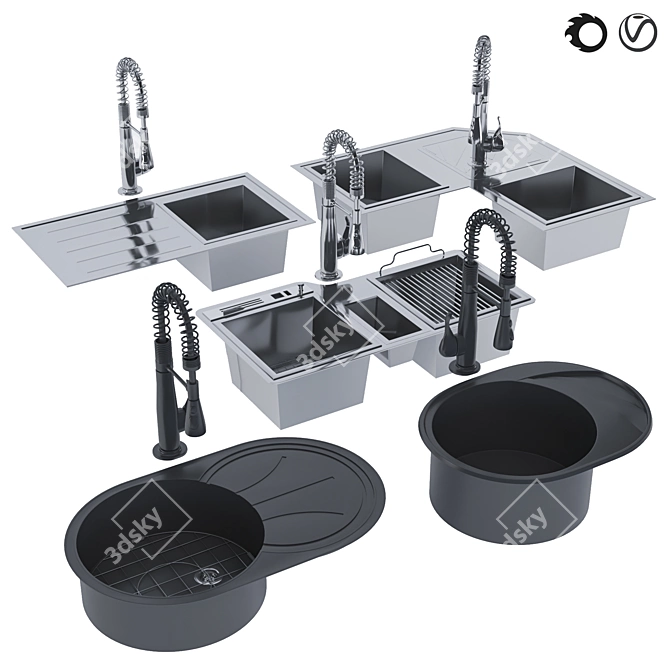 Versatile Sink Collection: 6-in-1 Design 3D model image 5