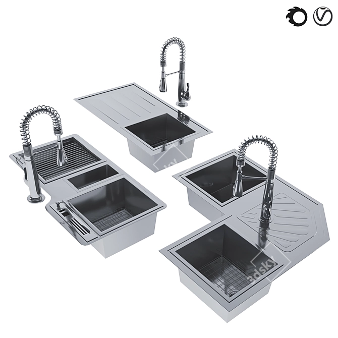 Versatile Sink Collection: 6-in-1 Design 3D model image 8