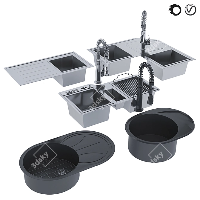 Versatile Sink Collection: 6-in-1 Design 3D model image 10