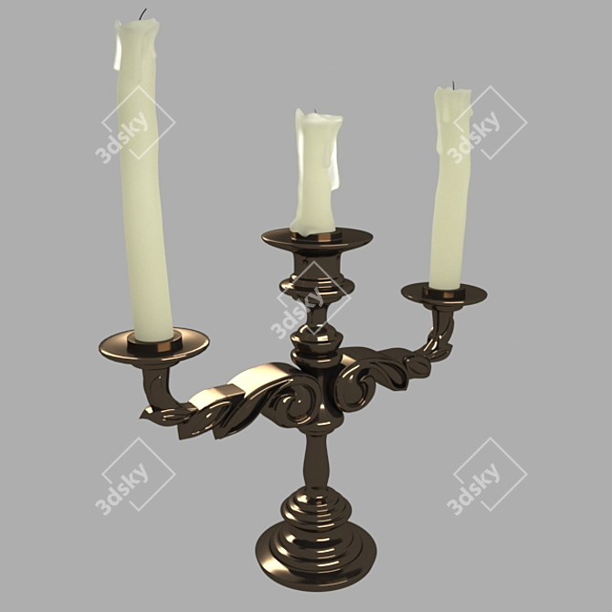 Elegant Glass Candle Holder 3D model image 1