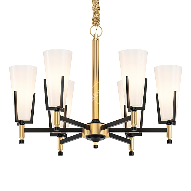 Brass Glass Pendant Light Set 3D model image 1