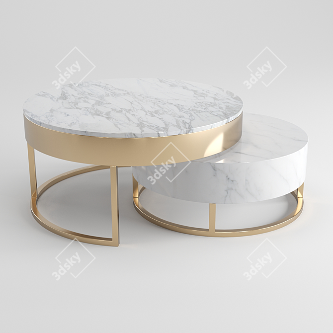 Sleek Round Coffee Table with Storage 3D model image 1