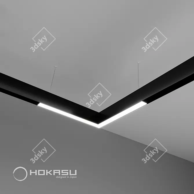 Sleek Black Track Pendant Light 3D model image 3