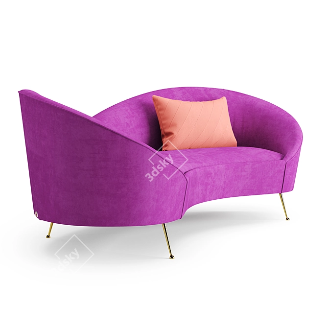Night Fever Purple - Stylish 3-Seater Sofa 3D model image 3