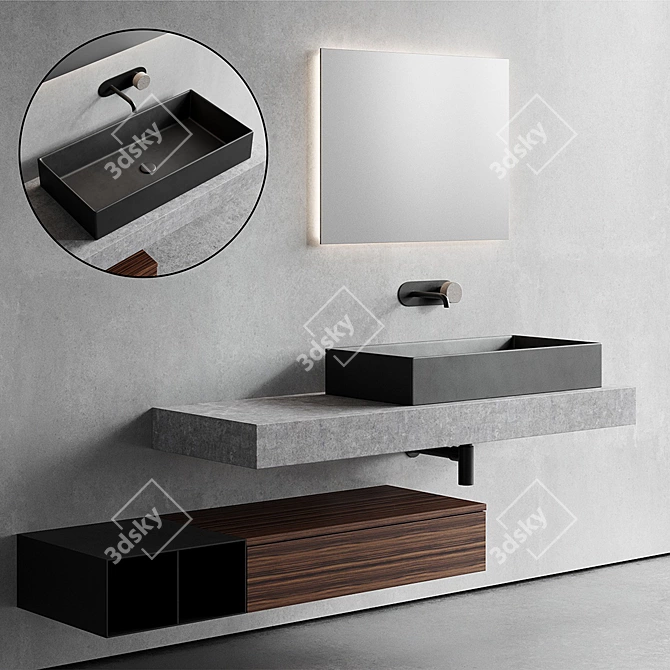 Scarabeo TopLine Concrete Vanity Set 3D model image 1