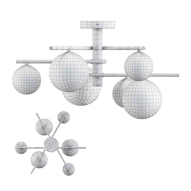 LUISA 6-Light Glass Globe Chandelier 3D model image 3