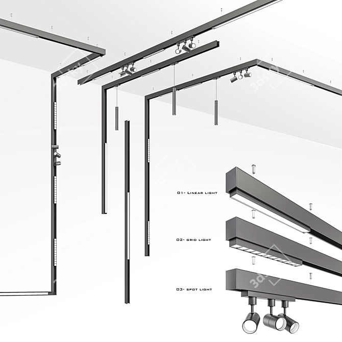 VersaLite Magnetic Track Light 3D model image 1