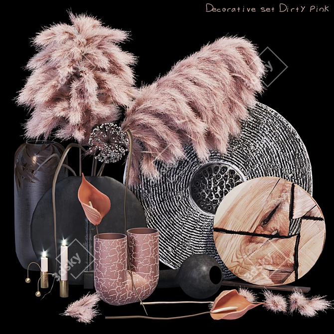 Elegant Dirty Pink Home Set 3D model image 2