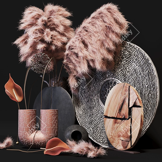 Elegant Dirty Pink Home Set 3D model image 4