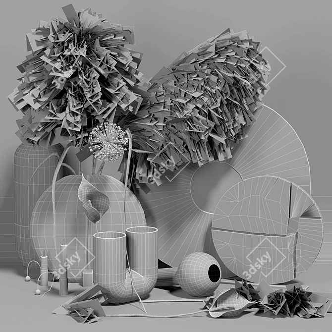 Elegant Dirty Pink Home Set 3D model image 5