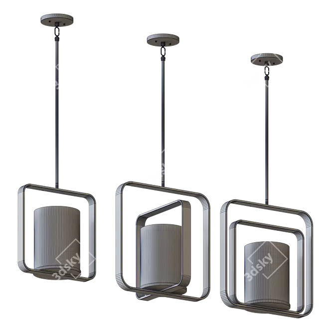 Modern Silver Pendant Light 3D model image 2