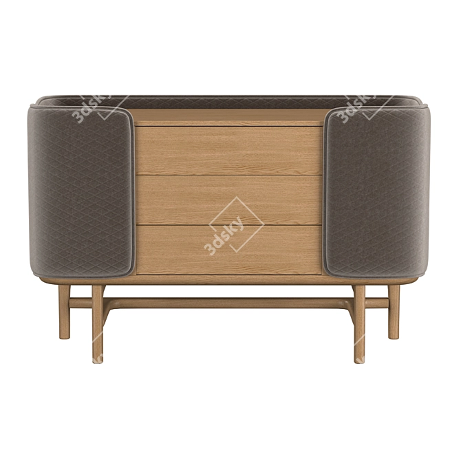 Elegant Velvet Round Oak Comoda 3D model image 2