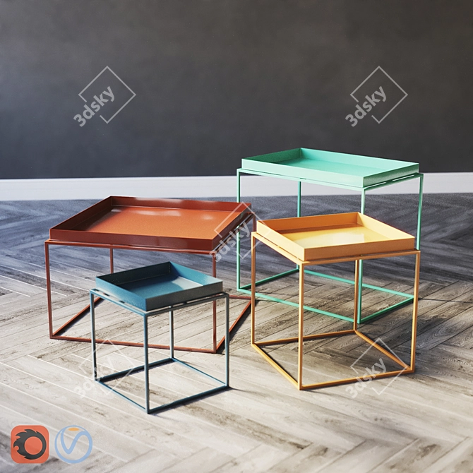 Versatile Multicolor Tray Tables 3D model image 2