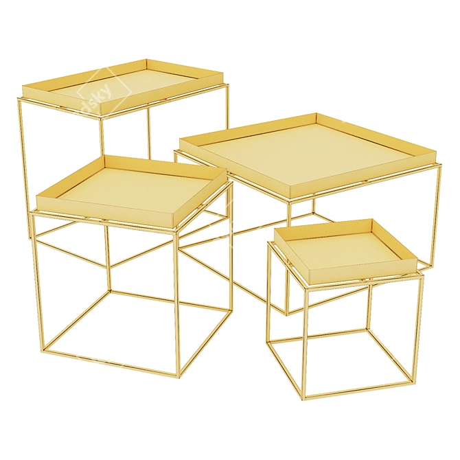 Versatile Multicolor Tray Tables 3D model image 4