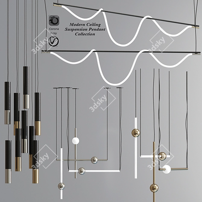 Modern Suspension Pendant Collection 3D model image 1