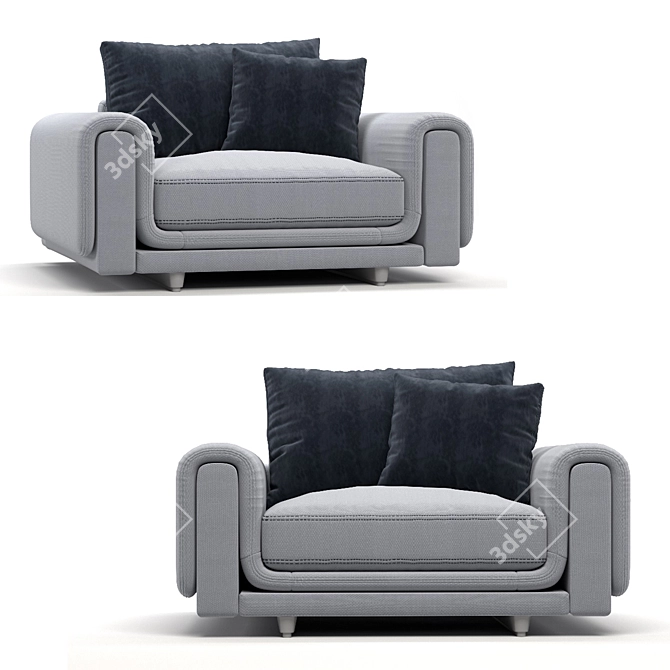 Stylish Roche Bobois Underline Loveseat: The Ultimate Modern Comfort 3D model image 1