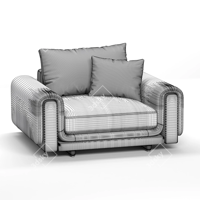 Stylish Roche Bobois Underline Loveseat: The Ultimate Modern Comfort 3D model image 3