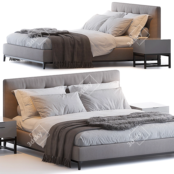 Minotti Andersen Bed: Modern Elegance 3D model image 1