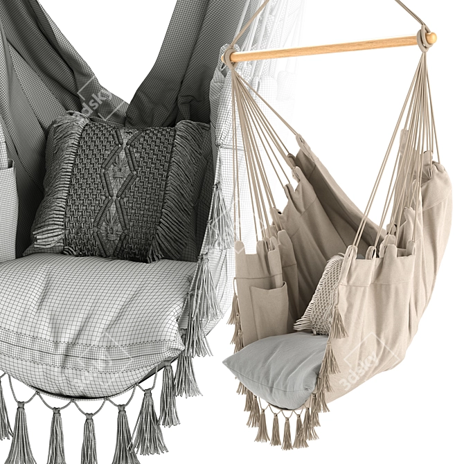 Cozy Ivory Hammock Chair 3D model image 1