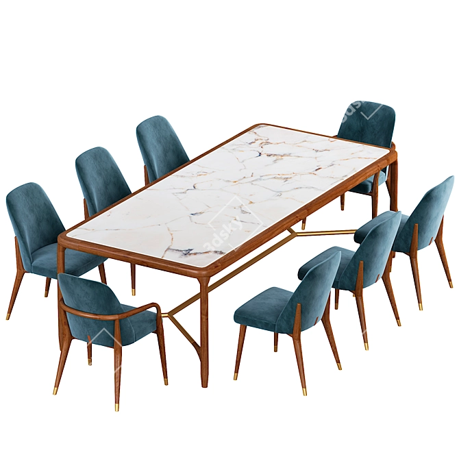 Stylish Ulivi Lise Chair & ELISEE RECT Table 3D model image 3