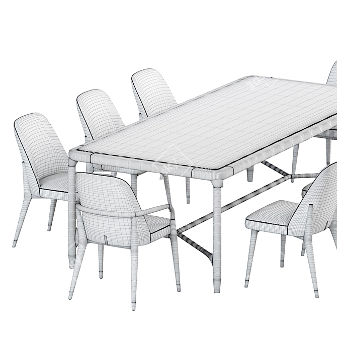 Stylish Ulivi Lise Chair & ELISEE RECT Table 3D model image 4