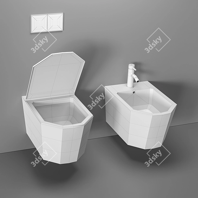 Modern Designer Toilet Set 3D model image 5