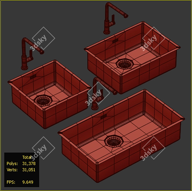 Modern Kitchen Sink Collection 3D model image 2