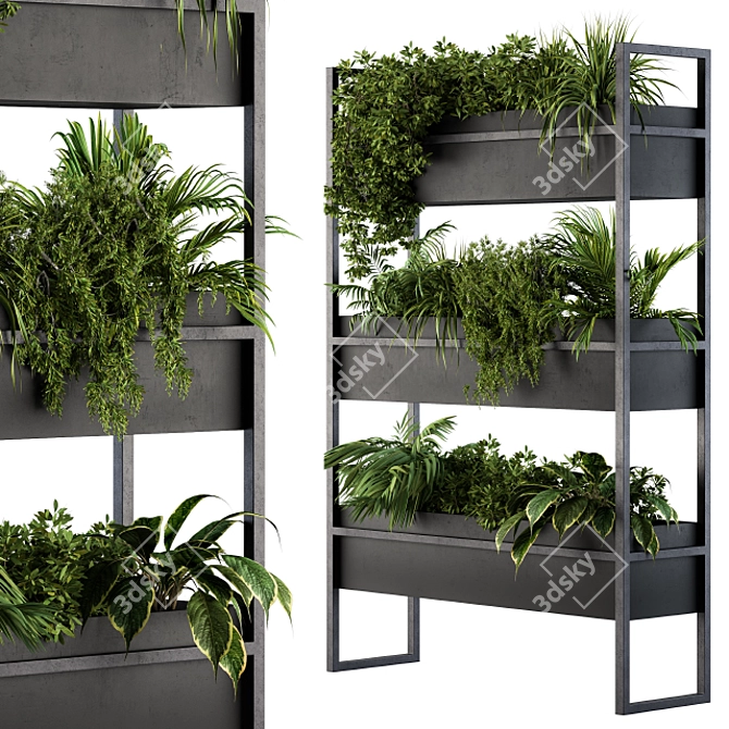 Elegant Black Box Plant Stand 3D model image 1