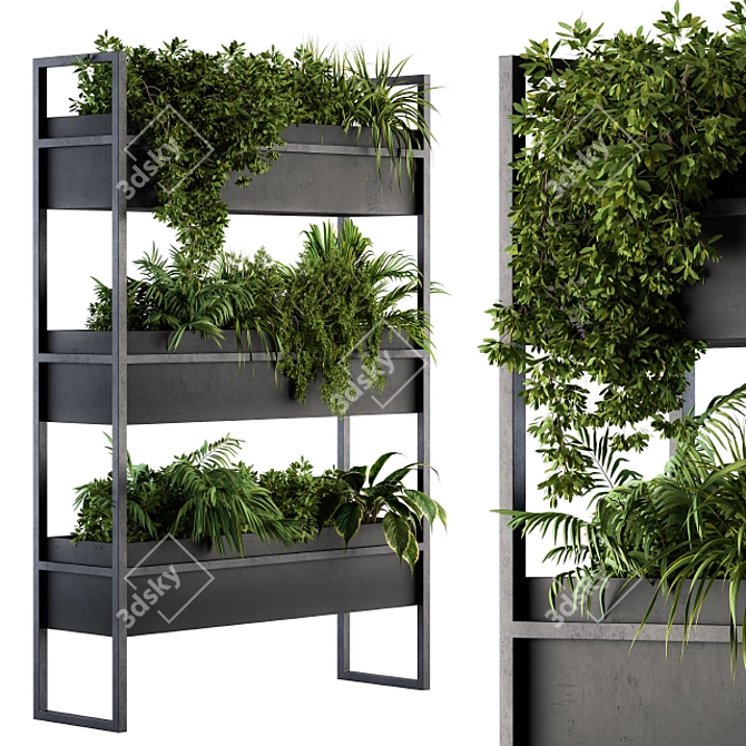 Elegant Black Box Plant Stand 3D model image 2