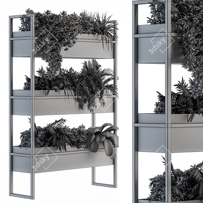 Elegant Black Box Plant Stand 3D model image 5