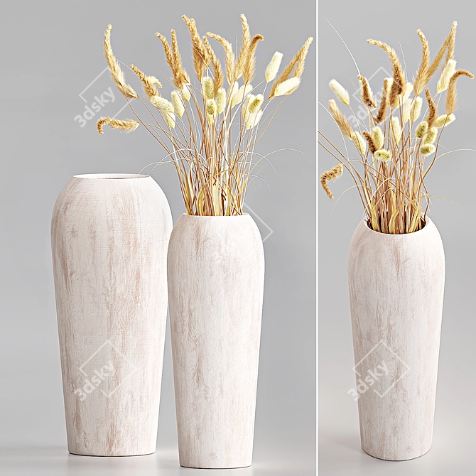 Rustic Mango Wood Vases 3D model image 1