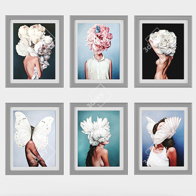 Floral Muse Art Framed Set 3D model image 2