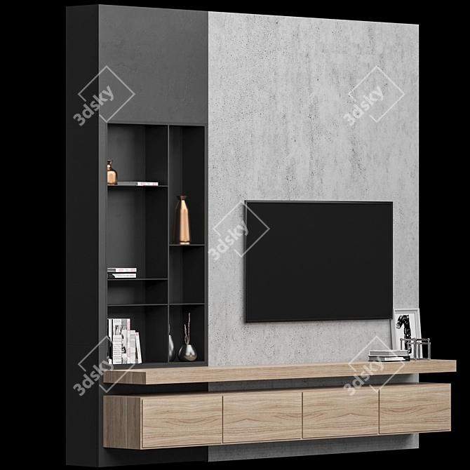 Sleek TV Wall Unit 3D model image 3