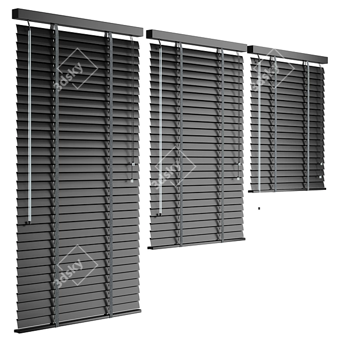 6-Position Wooden Blinds 900mm 3D model image 2