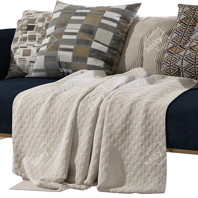 Velvet Dreams: Kits Cascadia Blue Sofa 3D model image 3