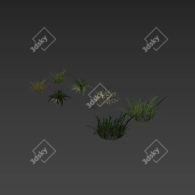 Lush Greenscape Scattered Grass 3D model image 5