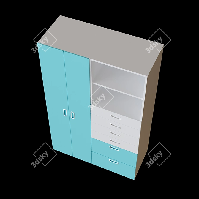 Stylish Stuva Fritids Ikea: White Blue Metal DVП DСП 192x50x120 cm 3D model image 3